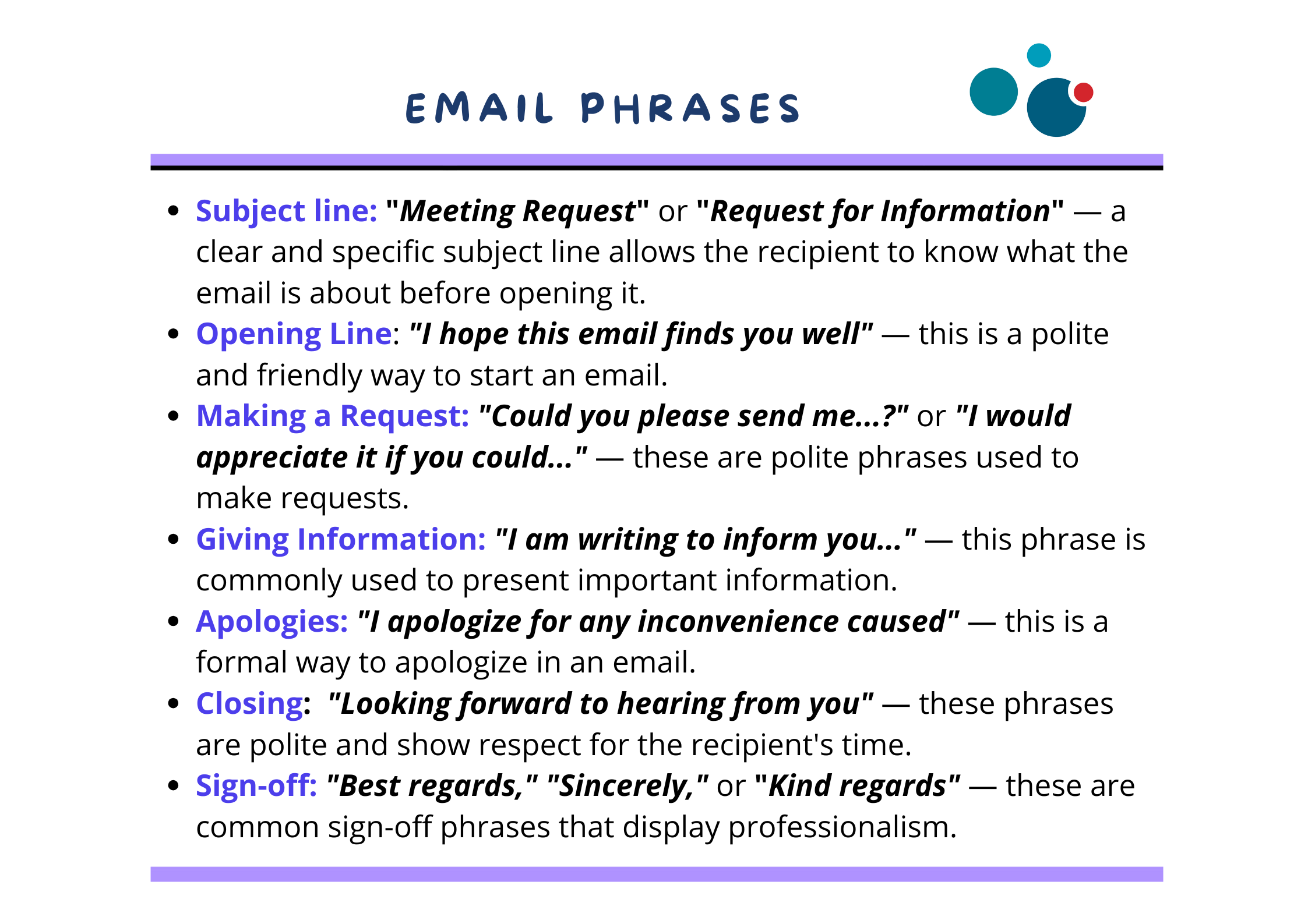 Email phrases 2